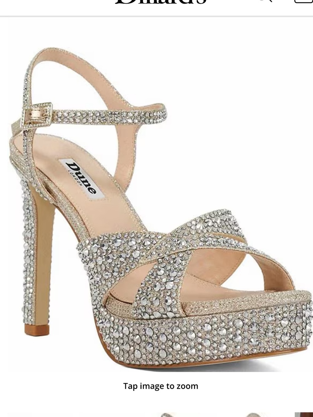 Dune London Silver Crystal Platform Heel Sandals